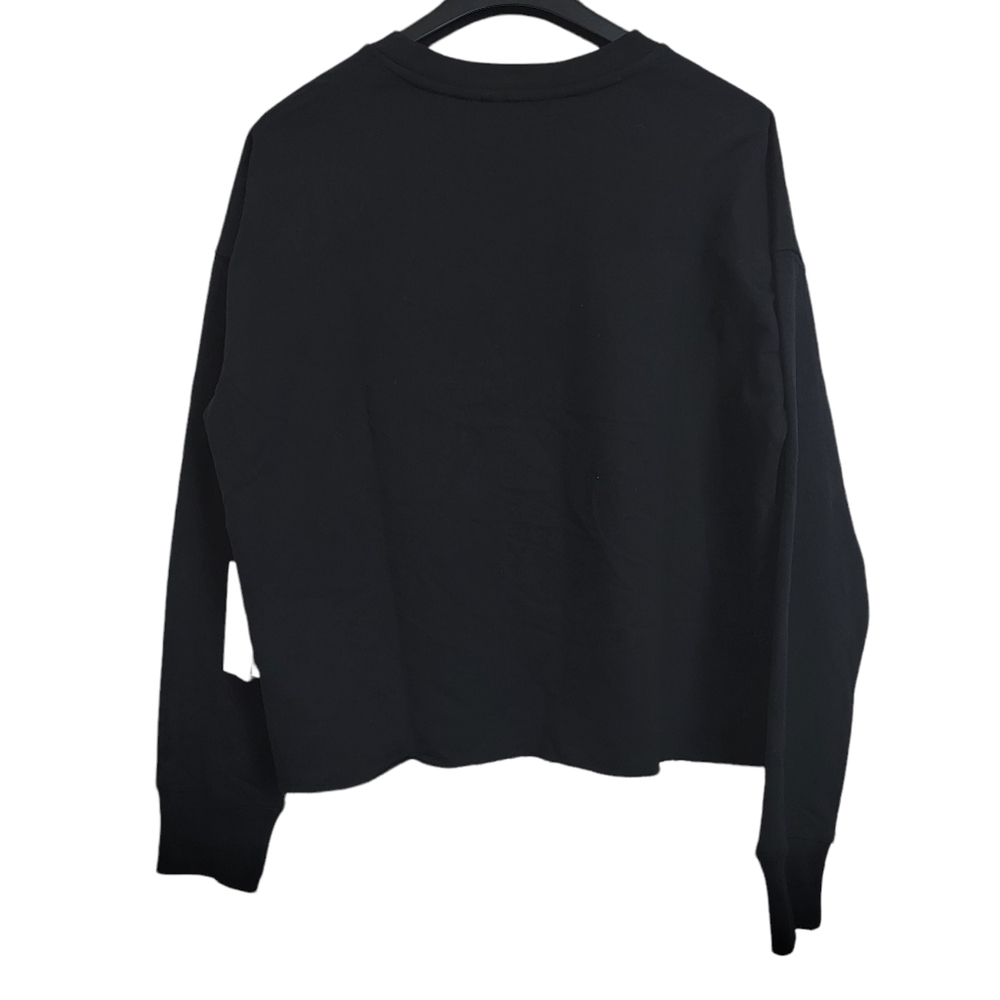 DKNY Black Neon Oversized Graphic Print Raw Hem Pullover Crew Neck Sweater XS - Picture 2 of 5